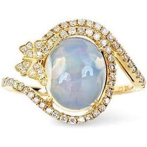imageGin ampamp Grace 14K Yellow Gold Natural Ethiopian Opal Ring with Real Diamonds for women  Ethically authentically ampamp organically sourced Oval shaped opal handcrafted jewelry for her  Opal Ring for women