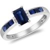imageGin ampamp Grace 10K White Gold Genuine Blue Sapphire Ring with Diamonds for women  Ethically authentically ampamp organically sourced EmeraldCut shaped Sapphire handcrafted jewelry for her  Sapphire Ring for women