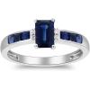 imageGin ampamp Grace 10K White Gold Genuine Blue Sapphire Ring with Diamonds for women  Ethically authentically ampamp organically sourced EmeraldCut shaped Sapphire handcrafted jewelry for her  Sapphire Ring for women