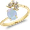 imageGin ampamp Grace 10K Yellow Gold Natural Ethiopian Opal Ring with Diamonds for women  Ethically authentically ampamp organically sourced Ovalcut shaped opal handcrafted jewelry for her  Opal Ring for women