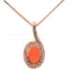 imageGin ampamp Grace 14K Rose Gold Mexican Natural Pear Cut Fire Opal ampamp Natural Diamond I1I2 Statement Pendant for Women
