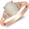 imageGin ampamp Grace 14K Rose Gold Natural Ethiopian Opal Ring with Real Diamonds for women  Ethically authentically ampamp organically sourced Oval shaped opal handcrafted jewelry for her  Opal Ring for women