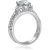 imageGin ampamp Grace 14K White Gold Genuine Aquamarine Ring with Diamonds for women  Ethically authentically ampamp organically sourced Pearcut shaped Aquamarine handcrafted jewelry for her  Aquamarine Ring for women