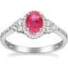 imageGin ampamp Grace 14K White Gold Mozambique Genuine Ruby Ring with Diamonds for women  Ethically authentically ampamp organically sourced Ovalcut shaped Ruby handcrafted jewelry for her  Ruby Ring for women