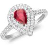 imageGin ampamp Grace 14K White Gold Natural Ruby Diamond I1I2 Bridal Set Propose Promise Ring Size 6 for Women