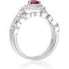imageGin ampamp Grace 14K White Gold Natural Ruby Diamond I1I2 Bridal Set Propose Promise Ring Size 6 for Women