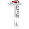imageGin ampamp Grace 14K White Gold Natural Ruby Diamond I1I2 Bridal Set Propose Promise Ring Size 6 for Women