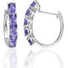 imageGin ampamp Grace 925 Sterling Silver Genuine Tanzanite Huggie Hoop Earring for Women