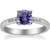 imageGin ampamp Grace 925 Sterling Silver Genuine Tanzanite Ring with Diamonds for women  Ethically authentically ampamp organically sourced Roundcut shaped Tanzanite handcrafted jewelry for her