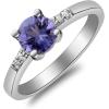 imageGin ampamp Grace 925 Sterling Silver Genuine Tanzanite Ring with Diamonds for women  Ethically authentically ampamp organically sourced Roundcut shaped Tanzanite handcrafted jewelry for her