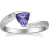 imageGin ampamp Grace 925 Sterling Silver Genuine Tanzanite Ring with Diamonds for women  Ethically authentically ampamp organically sourced Trillioncut shaped Tanzanite handcrafted jewelry for her  Tanzanite Ring for women