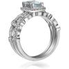 imageGin and Grace 14K White Gold Genuine Aquamarine Ring with Diamonds for women  Ethically authentically ampamp organically sourced Cushioncut shaped Aquamarine handcrafted jewelry for her  Aquamarine Ring for women