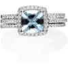 imageGin ampamp Grace 14K White Gold Blue Genuine Aquamarine Ring with Diamonds for women  Ethically authentically ampamp organically sourced Cushioncut shaped Aquamarine handcrafted jewelry for her  Aquamarine Ring for women