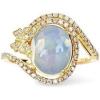 imageGin ampamp Grace 14K Yellow Gold Natural Ethiopian Opal Ring with Real Diamonds for women  Ethically authentically ampamp organically sourced Oval shaped opal handcrafted jewelry for her  Opal Ring for women
