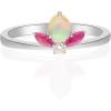 imageGin ampamp Grace 18K White Gold Genuine Ruby and Natural Ethiopian Opal Ring with Real Diamonds for women  Ethically authentically ampamp organically sourced Pearcut shaped opal handcrafted jewelry for her  Opal Ring for women