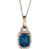 imageGin ampamp Grace Valentines Jewelry 10K Yellow Gold Genuine London Blue Topaz ampamp Natural Diamond I1I2 Pendant Necklace for Women