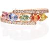 imageGin and Grace 14K Rose Genuine Multi Sapphire Ring with Diamonds for women  Ethically authentically ampamp organically sourced PearCut shaped Sapphire handcrafted jewelry for her  Sapphire Ring for women