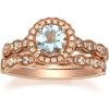 imageGin and Grace 14K Rose Gold Genuine Aquamarine Ring with Diamonds for women  Ethically authentically ampamp organically sourced Emeraldcut shaped Aquamarine handcrafted jewelry for her