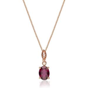 imageGin ampamp Grace 10K Rose Gold Purplish Pink Natural Garnet Pendant with Diamond Daily Work Wear Jewelry for Women Gifts for her Valentines Day Gift for her