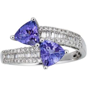 imageGin ampamp Grace 10K White Gold Genuine Tanzanite Ring with Diamonds for women  Ethically authentically ampamp organically sourced Trillioncut shaped Tanzanite handcrafted jewelry for her