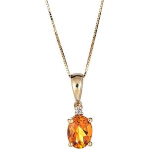 imageGin ampamp Grace 10K Yellow Gold Genuine Citrine Diamond SI1 Pendant Necklace with Gold Chain for Women Holiday Gifts Jewelry Gifts Valentines Day Gift for her
