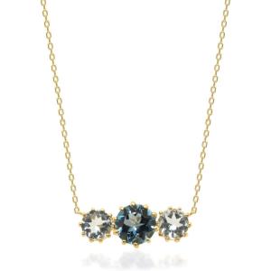 imageGin ampamp Grace 10K Yellow Gold Genuine London Blue Topaz and Genuine Aquamarine Necklace for Women