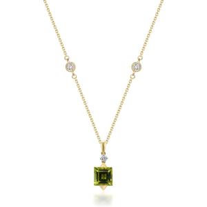 imageGin ampamp Grace 10K Yellow Gold Genuine Peridot ampamp Natural Diamond I1 Pendant for Women