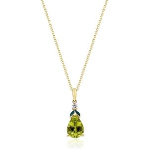imageGin ampamp Grace 10K Yellow Gold Genuine Peridot ampamp Natural Diamond I1 Pendant for Women Holiday Gifts Valentines Day Gift for her