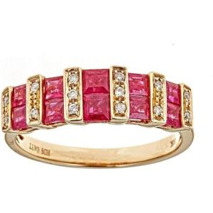 imageGin ampamp Grace 10K Yellow Gold Natural Ruby Diamond I1I2 Engagment Propose Promise Ring for Women