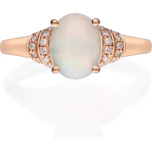 imageGin ampamp Grace 14K Rose Gold Natural Ethiopian Opal Ring with Real Diamonds for women  Ethically authentically ampamp organically sourced Oval shaped opal handcrafted jewelry for her  Opal Ring for women