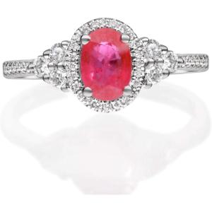 imageGin ampamp Grace 14K White Gold Mozambique Genuine Ruby Ring with Diamonds for women  Ethically authentically ampamp organically sourced Ovalcut shaped Ruby handcrafted jewelry for her  Ruby Ring for women
