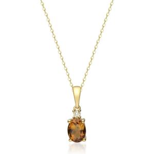 imageGin ampamp Grace 14K Yellow Gold Genuine Citrine Oval With Natural Diamond I1 Pendant for Women Holiday Gifts