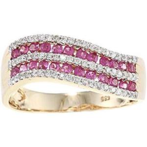 imageGin ampamp Grace 14K Yellow Gold Mozambique Genuine Ruby Ring with Diamonds for women  Ethically authentically ampamp organically sourced Roundcut shaped Ruby handcrafted jewelry for her  Ruby Ring for women
