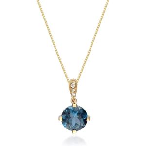 imageGin ampamp Grace 14K Yellow Gold Natural DiamondI1 Pendant with Genuine London Blue Topaz Daily Work Wear Jewelry for Women Gifts for Her White Gold Gemstone Stone Topaz