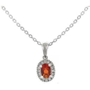 imageGin ampamp Grace 14K Yellow Gold Natural Mexican Fire Opal ampamp Diamond I1I2 Pendant for Women