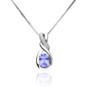 imageGin ampamp Grace 925 Sterling Silver Blue Genuine Tanzanite With Natural Diamond I1 Pendant for Women