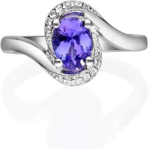imageGin ampamp Grace 925 Sterling Silver Genuine Blue Tanzanite Diamond I1 Ring for Women