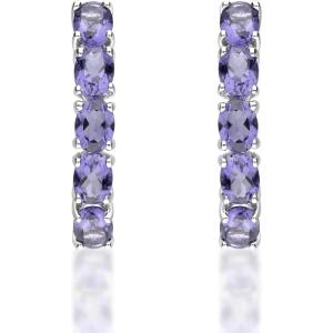 imageGin ampamp Grace 925 Sterling Silver Genuine Tanzanite Huggie Hoop Earring for Women