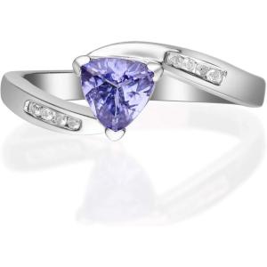 imageGin ampamp Grace 925 Sterling Silver Genuine Tanzanite Ring with Diamonds for women  Ethically authentically ampamp organically sourced Trillioncut shaped Tanzanite handcrafted jewelry for her  Tanzanite Ring for women