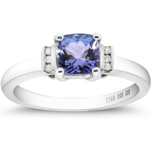 imageGin ampamp Grace 925 Sterling Silver Mozambique Genuine Tanzanite Ring with Diamonds for womenEthically Sterling Silver gemstone stone tanzanite