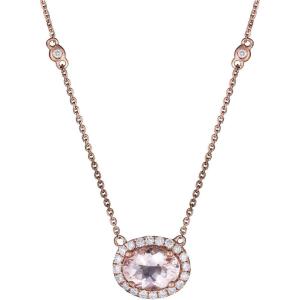 imageGin ampamp Grace Valentines Jewelry 10K Rose Gold Natural Diamond I1I2 ampamp Pink Morganite Pendant Necklace for Women
