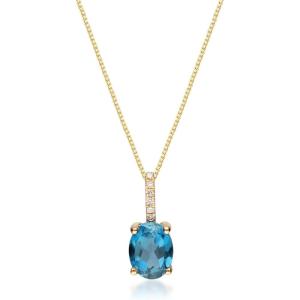 imageGin ampamp Grace womens 14K Yellow Gold Genuine Topaz Pendant With Diamonds  Ethically Authentically ampamp Organically Sourced Oval Shaped HandCrafted Jewelry GJ15854PLBT White Gold