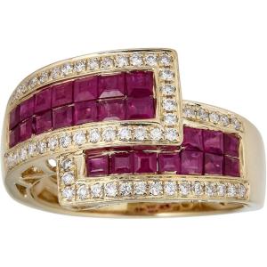 imageGin and Grace 10K Yellow Gold Mozambique Genuine Ruby Ring with Diamonds for women  Ethically authentically ampamp organically sourced Squarecut shaped Ruby handcrafted jewelry for her  Ruby Ring for women