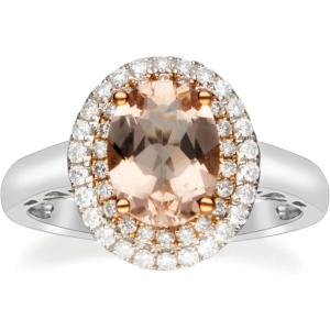 imageGin and Grace 14K Two Tone Gold Genuine Morganite Ring with Diamonds for Women Holiday Gifts  Ethically Authentically ampamp Organically Sourced Ovalcut shaped Morganite handcrafted jewelry for her  Morganite Ring for Women Holiday Gifts
