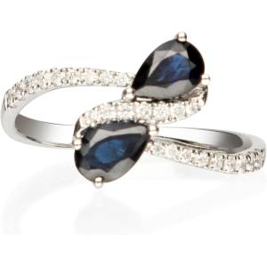 imageGin and Grace 14K White Genuine Blue Sapphire Ring with Diamonds for women  Ethically authentically ampamp organically sourced PearCut shaped Sapphire handcrafted jewelry for her  Sapphire Ring for women