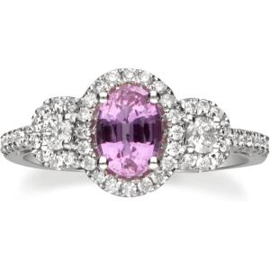 imageGin and Grace 14K White Gold Pink Sapphire Ring with Diamonds for women  Ethically authentically ampamp organically sourced Oval shaped Sapphire handcrafted jewelry for her  Sapphire Ring for women