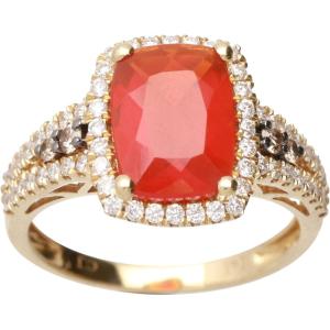 imageGin and Grace 14K Yellow Gold Natural Mexican Fire Opal Ring with Diamonds for women  Ethically authentically ampamp organically sourced Turquoise shaped opal handcrafted jewelry for her  Fire Opal Ring for women