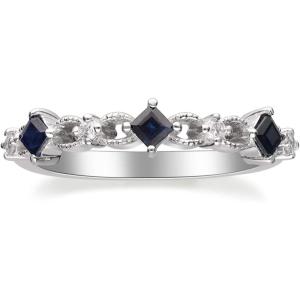 imageGin and Grace 18K White Genuine Blue Sapphire Ring with Diamonds for women  Ethically authentically ampamp organically sourced SquareCut shaped Sapphire handcrafted jewelry for her  Sapphire Ring for women