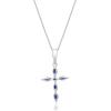 imageGin ampamp Grace 10K White Gold Cross Pendant Genuine Blue Sapphire Diamond I1I2 Pendant for Women