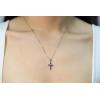 imageGin ampamp Grace 10K White Gold Cross Pendant Genuine Blue Sapphire Diamond I1I2 Pendant for Women